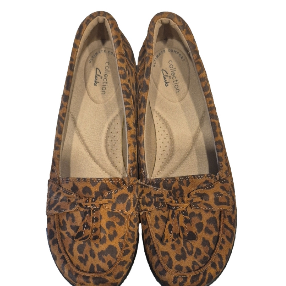 Clarks Women's Ashland Bubble Brown Leopard Suede Loafer